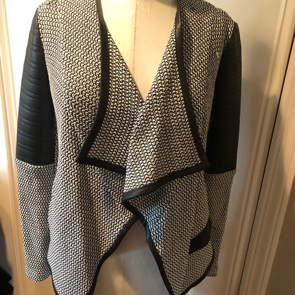 Generation Love Black and White Knit Draped Blazer